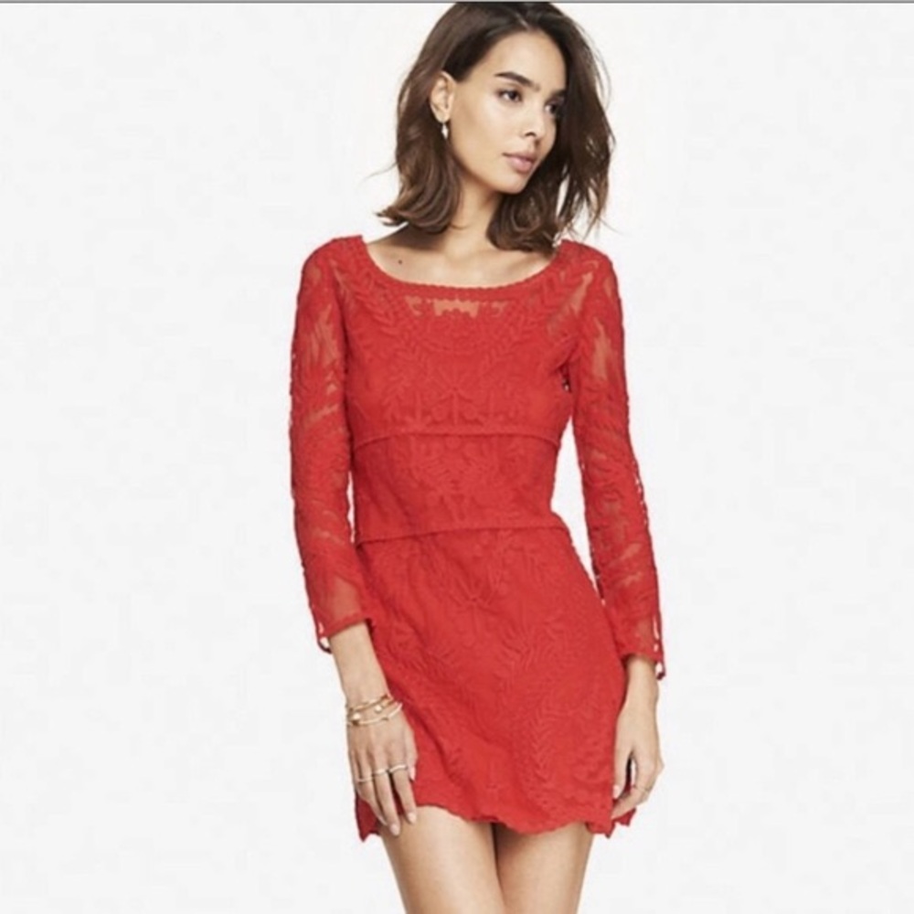 Express Red Lace Dress